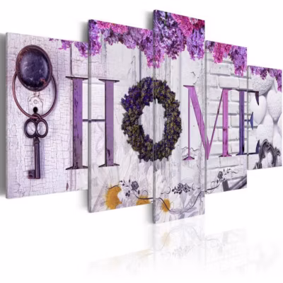 Tableau Vintage Purple House 100×50 cm