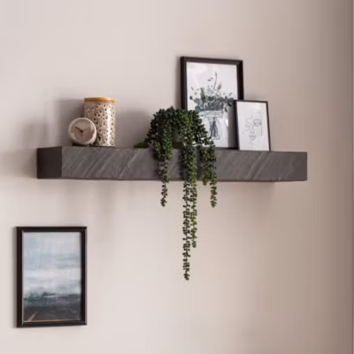 Étagère Murale Bois Massif Aspect Pierre Étagère Suspendue Flottante FineBuy