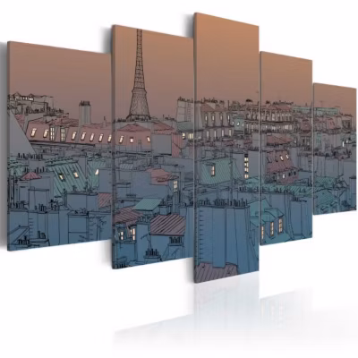 Tableau Vintage Paris à la tombée du jour 100×50 cm