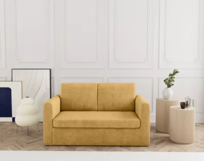 Marilia – Canapé 2 places convertible déplimousse en velours texturé – Best Mobilier