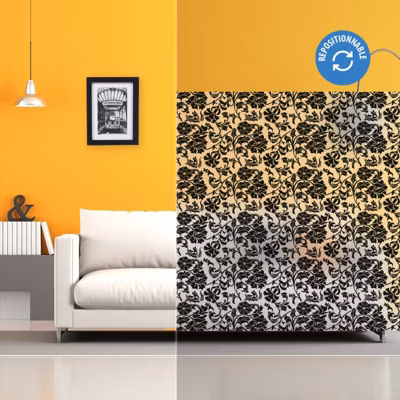 DIMEXACT – Film décoratif électrostatique à fleurs noires – 120 cm x 0.5 m – en Rouleau