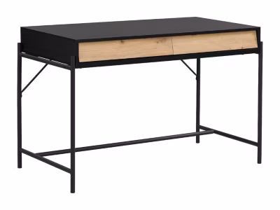 Bureau avec 2 tiroirs – MDF et métal – Noir et naturel – VUORIA