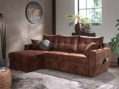 Astoria – canapé d&rsquo;angle réversible – convertible avec coffre – style industriel – 4 places – Best Mobilier