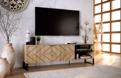 Meuble TV ROMO 2 portes 55x180x44 cm chêne TALESA