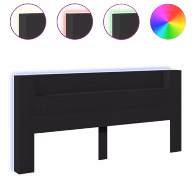 Armoire tête de lit avec LED noir 220×16,5×103,5 cm vidaXL