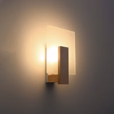 Applique en bois/verre 1 ampoule 3000K – 16x12x30.5cm Sollux