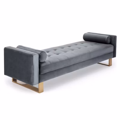 Banquette Capitonnée Velours « Qena » 160cm Argent