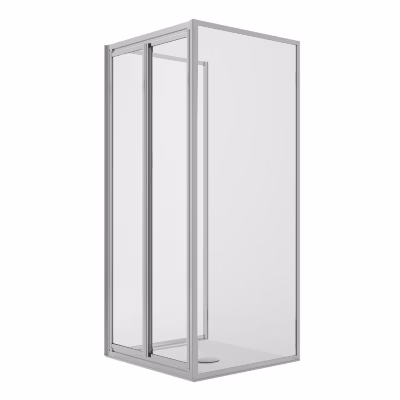 Cabine de douche 3 côtés 80x100x80CM H185 Verre Transparent 2 Fixes+Saloon 2 Pivotantes 100 mod.Clint