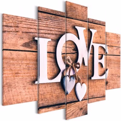 Tableau Vintage Wooden Letters (5-Parts) Wide 100×50 cm