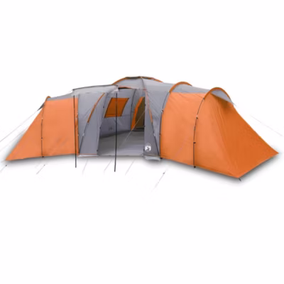 Tente familiale à dôme 12 personnes gris et orange imperméable vidaXL