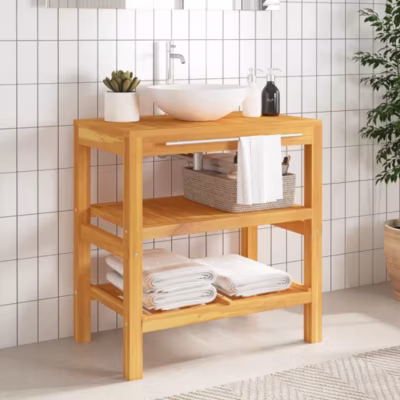 ZMH Armoire de salle de bain avec 2 étagères 74x45x75cm bois massif