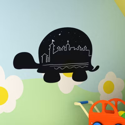 Sticker ardoise tableau noir – stickers muraux adhésif effaçable – SILHOUETTE TORTUE I – 95x145cm