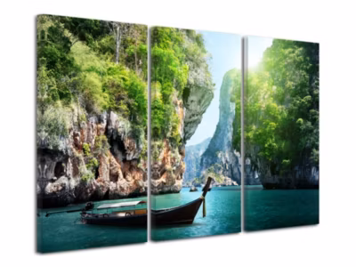 DECLINA, Tableau toile imprimée Paysage, Tableau triptyque paysage de Thailande , 90×60 cm