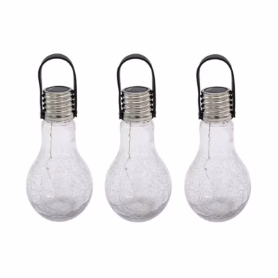 3 ampoules solaires CRACK EDISUN Transparent Verre H22cm