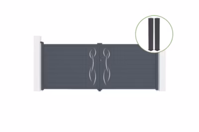 Portail battant 4m LIFE H.160cm alu gris + 2 poteaux 20x20cm H.190cm