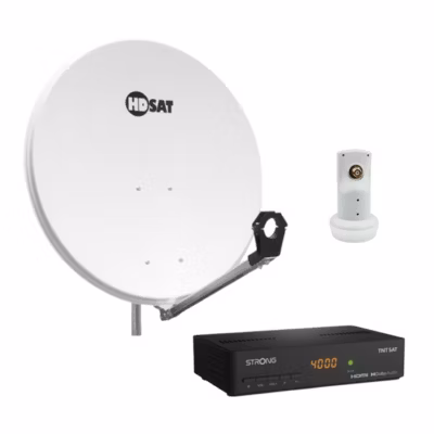 Pack  Parabole satellite acier 80cm avec Support LNB + LNB Single + Décodeur Satellite ASTRA HD + Carte HDSAT