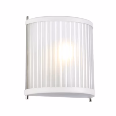 Applique murale à 1 lumière Corona Flush, nickel poli blanc, verre givré