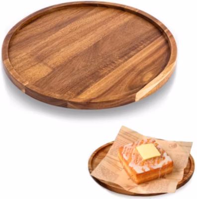 Plateau rond en bois naturel 20cm multifonction