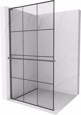 Mexen Kioto+ L paroi de douche avec étagère Walk-in 120 x 200 cm, grille noire, gun metal – 800-120-123-95-77