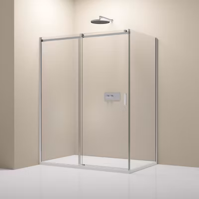 Cabine de douche d&rsquo;angle, verre clair 8mm, porte coulissante – NT806 FLEX 160x80x195cm