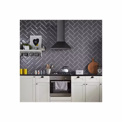 Carrelage mur relief métro parisien uni gris brillant 7,5×15 cm METRO DARK GREY