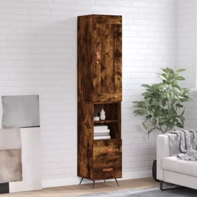 vidaXL Buffet haut Chêne fumé 34,5x34x180 cm Bois d&rsquo;ingénierie 3200238