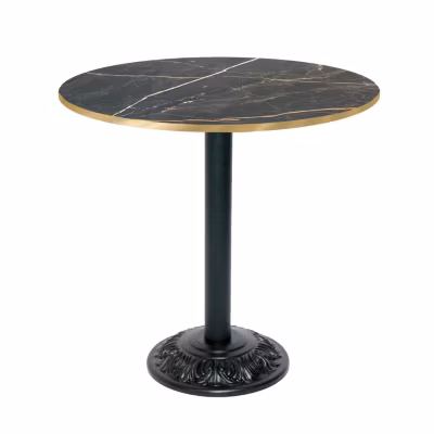 Table style bistrot ronde 70cm marbre samas chants laiton  – Restootab