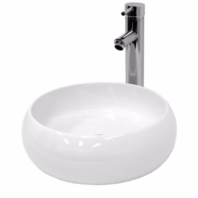 Vasque en céramique blanc avec bonde de vidage pour salle de bain  350×120 mm