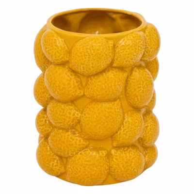 Vase citron Yuca céramique jaune H18cm – Atmosphera