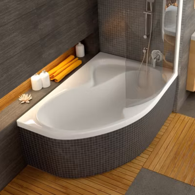 Ravak Rosa II 170 x 105 cm Baignoire d&rsquo;angle orientation droite en acrylique, sans pieds, blanc (C421000000)