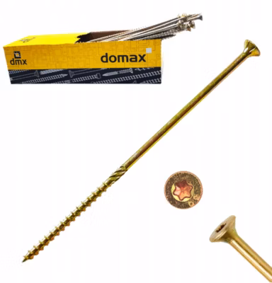Vis de construction en bois Domax à tête fraisée, zinguée jaune, 6 x 280 mm 100 pcs