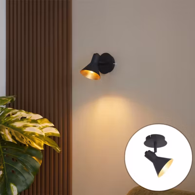 Spot moderne noir avec or 1 lumière – Magno