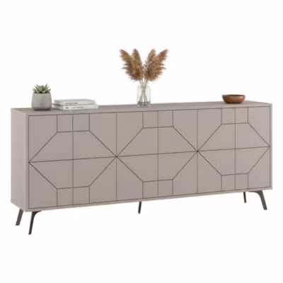Buffet Africo, Buffet du salon, Commode de salon, Garde-manger de cuisine, 184x35h77 cm, Ciment