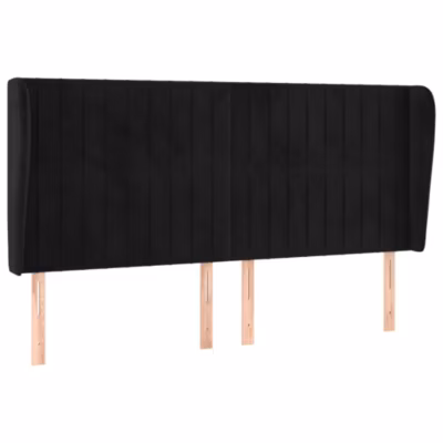 Tête de lit avec oreilles Noir 183x23x118/128 cm Velours vidaXL