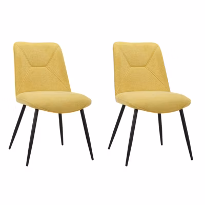Lot de 2 chaises en tissu jaune et 4 pieds en métal noir – MELANIE