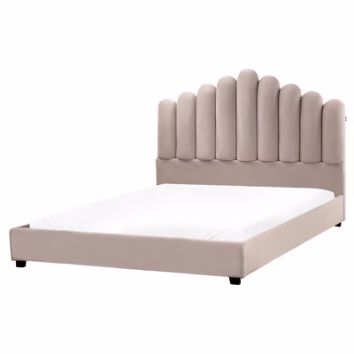 Lit avec sommier Velours VINCENNES 160 x 200 cm Taupe