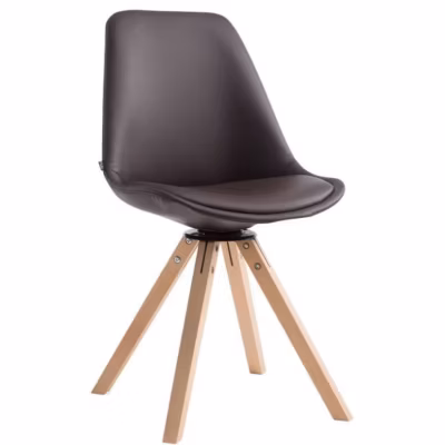 Chaise pivotante pieds carrés Marron-Nature – CLP – Calais – Similicuir – Contemporain – Design