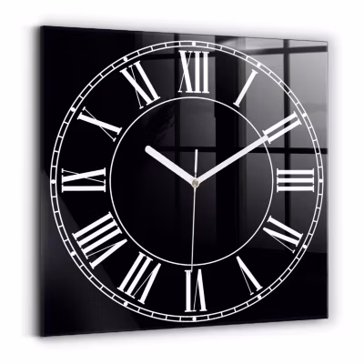 Horloge murale Wallfluent 30×30 cm Aiguilles blanches Chiffres romains noirs 1 pcs