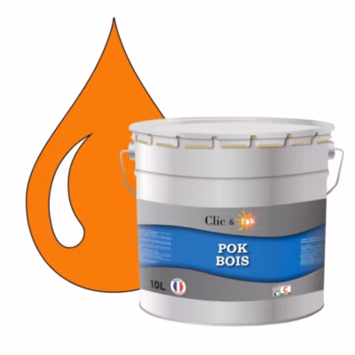 Peinture extérieure bois – Résistante aux intempéries POK BOIS – 10L – RAL 2000 – Orangé Jaune – Clic & Pok
