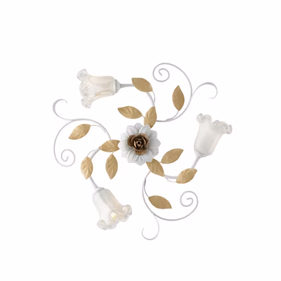 Cesto Plafonnier Shabby en fer laqué blanc 3 lumières H.17 d.56 BL274-PL3-BCO