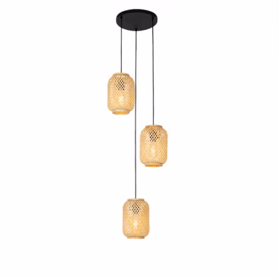 Suspension orientale en bambou 3 lumières – Yvonne