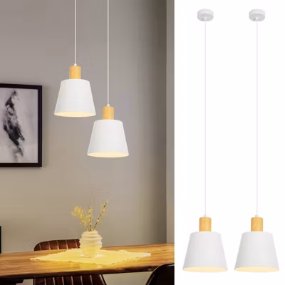 ZMH Suspension Blanc E27 Vintage Industriel Pour Salle à Manger En Métal Retro – 2 Pièces