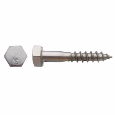 50 Tirefonds Bois Tête Hexagonale 8 x 150 mm – DIN 571 – Inox A2 – D-Work