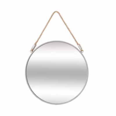 Miroir Corde gris – métal D38 cm – Atmosphera