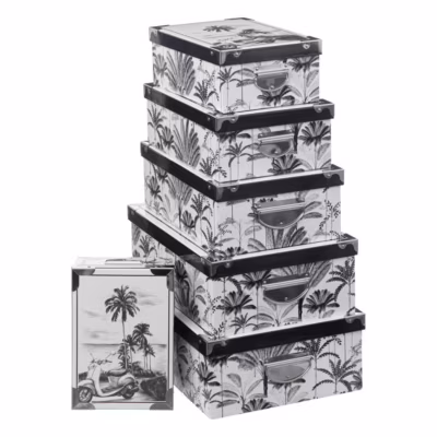 6 boîtes coins metal noir et blanc – 5Five