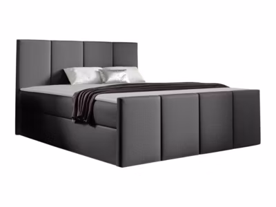 Lit continental Baltimore 154, Double, Gris, Tissu, Disponible