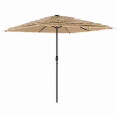 Parasol de jardin avec LED et mât en acier marron 248x248x248cm vidaXL