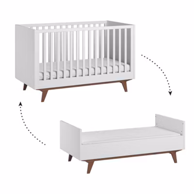Lit evolutif 70×140 Vox Mid – Blanc et bois