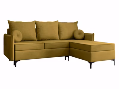 Canapé d&rsquo;angle Clovis 112, Jaune, Fonction de couchage, 213x168x101cm