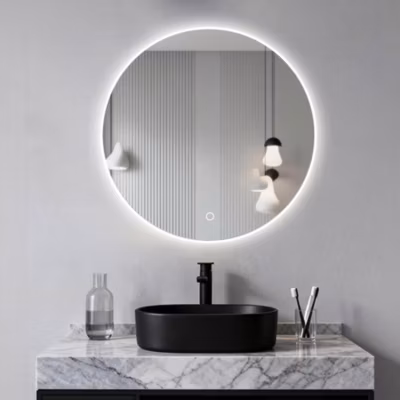 Miroir LED rond pour salle de bain de diamètre 70cm avec éclairage LED lumière froide SANILAND